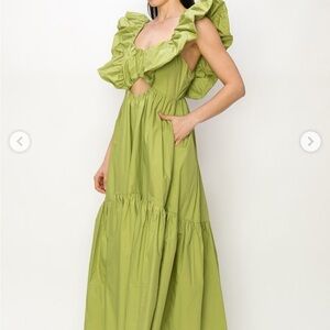 INA Ruffle Shoulder Tiered Maxi Dress